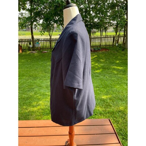 Fashion Bug Plus Size 18/20W Navy Short Sleeve Button-Front Blazer Jacket Polyes - Picture 3 of 8